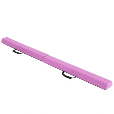 Costway 7 Ft Folding Balance Beam With Removable Suede Cover And Non-slip Bottom-purple In Pink