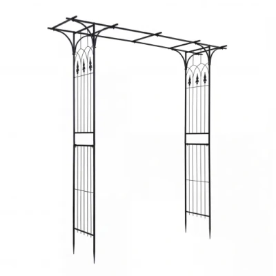 Costway 7 Ft Garden Arch Arbor With Flat Top Design For Climbing Plants In Black