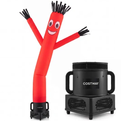 Costway 7 Ft Inflatable Tube Man With Blower For Outdoor Business Promotion Store-black In Red