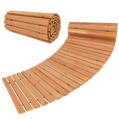 Costway 7 Ft Wooden Garden Pathway With Anti-slip Surface For Gardens Patios-natural In Brown