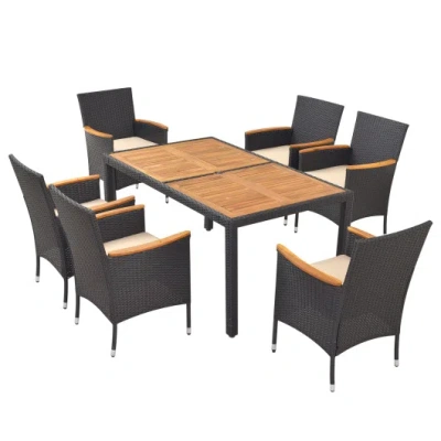 Costway 7 Pieces Outdoor Dining Set With Umbrella Hole For Backyard In Multi
