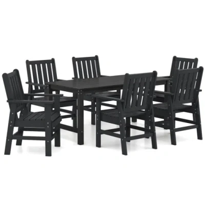 Costway 7 Pieces Patio Dining Set Outdoor Hdpe Weather Resistant Table And Chairs Set-black In Multi