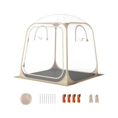 Costway 7 X 7 Ft Pop Up Sports Tent Clear Bubble Tent All-weather Waterproof Pod With Sealed Floor In Gray