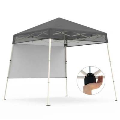 Costway 7 X 7 Ft Pop-up Canopy Tent With 1 Push Center Lock For Sports Picnic Camping-gray In Multi
