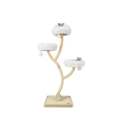 Costway 70 Inch Tall Cat Tree 4-layer Cat Tower With 3 Perches And Dangling Balls-beige In White