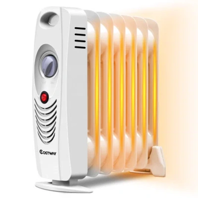 Costway 700 W Portable Mini Electric Oil-filled Radiator Heater In White