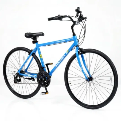 Costway 700c Hybrid Bike For Adult With 18-speed Shimano Drivetrain And Phone Holder-blue