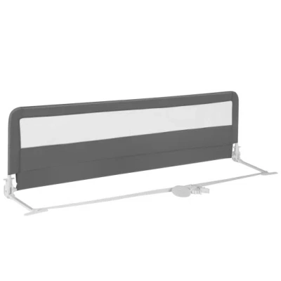 Costway 71 Inch Extra Long Swing Down Bed Guardrail With Safety Straps-gray