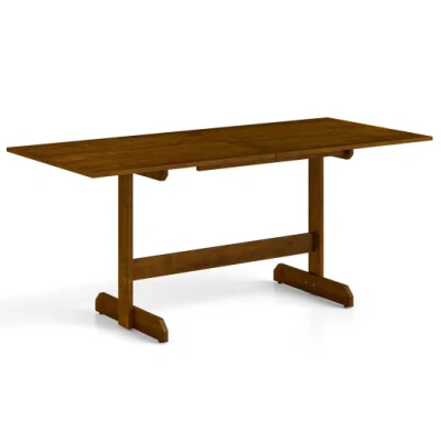 Costway 71 Inch Farmhouse Dining Table Wooden Kitchen Table For 6-8 With Rubber Wood Legs-walnut In Brown