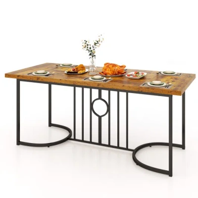 Costway 71 Inch Large Dining Table For 6-8 People Rectangular Wood Kitchen Table-rustic Brown In Multi