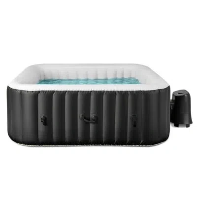 Costway 71" Inflatable Hot Tub With 130 Air Jets Electric Heater Pump Filter Cartridges In Black