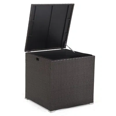 Costway 72 Gallon Patio Rattan Wicker Storage Deck Box Container With Liner Garden In Brown