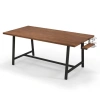Costway 72 Inch Dining Table Rectangular Kitchen Table With 2-bottle Wine Rack For 5-7-walnut In Brown