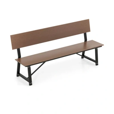 Costway 72 Inch Extra Long Bench With All-weather Hdpe Seat & Back For Yard Garden Porch-brown In Multi