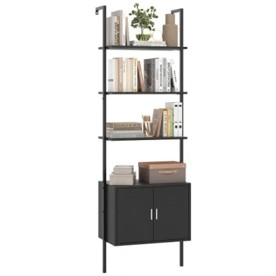 Costway 72.5 Inch Tall Bookshelf With Cabinet Anti-tipping Kits And Metal Frame-black