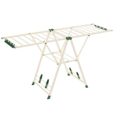 Costway 72.5 Inches Clothes Drying Rack With Height Adjustable Wings-beige In Multi
