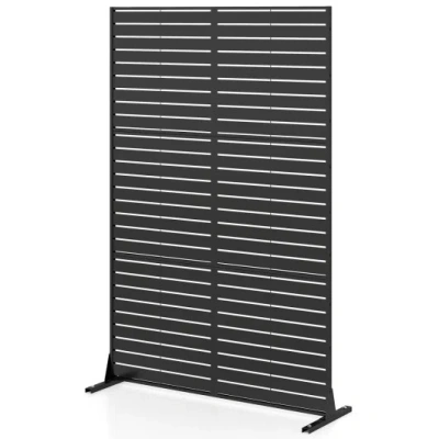 Costway 72"h X 48"w Outdoor Decorative Divider Screen With Stand And Expansion Bolts-black