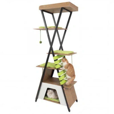 Costway 73 Inch Multi-level Cat Tree For Indoor Cats With Elevated Perch And Large Condo-green In Brown