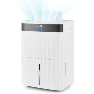 Costway 74 Pints Dehumidifier For Home 4500 Sq. Ft Dehumidifier-white In Multi
