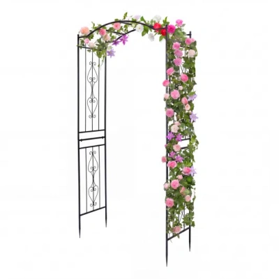 Costway 7.5 Feet Garden Arbor Heavy-duty Metal Arch Trellis With Curved Roof In Multi