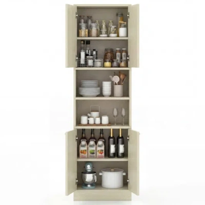 Costway 75 Inch Kitchen Pantry Cabinet Tall Cupboard With Doors And Shelves-beige In Gray