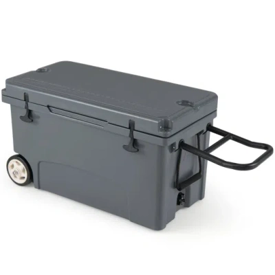 Costway 75 Quart Portable Hard Cooler With 6-day Ice Retention And Wheels-gray