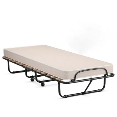Costway 75 X 31.5 Inch Folding Guest Bed With Memory Foam Mattress For Adult In Brown