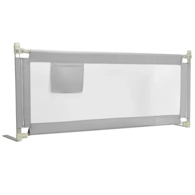 Costway 76.8 Inch Baby Bed Rail With Double Safety Child Lock-gray In Multi