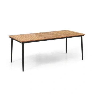 Costway 79 Inch Acacia Wood Outdoor Dining Table For 8 With 1.9 Inch Umbrella Hole In Multi