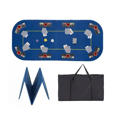 Costway 79 Inch X 36 Inch 8-player Foldable Poker Table Top With Carry Bag And Cup Holders-blue