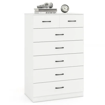 Costway 7-drawer Tall Dresser With Metal Handles And Anti-tipping Kits-white