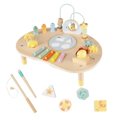 Costway 7-in-1 Toddler Activity Table Montessori Sensory Toy For 12 Month+ Wooden Musical Play Table In Pink