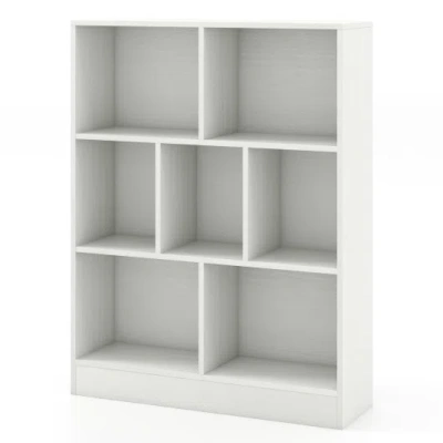 Costway 7-section Freestanding Bookshelf For Kids Room Classroom Daycare Nursery-white In Gray
