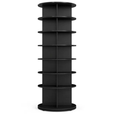 Costway 7-tier Rotating Shoe Rack Tower Freestanding Spinning Shoe Organizer-black