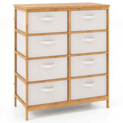 Costway 8 Drawers Dresser With Removable Fabric Bins For Bedroom-beige In Brown