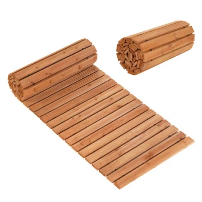 Costway 8 Ft Wooden Garden Pathway With Non-slip Surface For Patio-natural In Multi