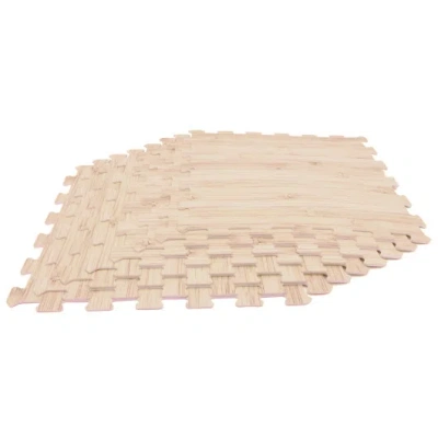 Costway 8 Pieces Eva Foam Floor Tiles With Wood Texture In Pink