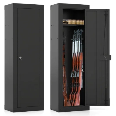 Costway 8 Rifle Safe Large Gun Cabinet With Storage Shelf-black