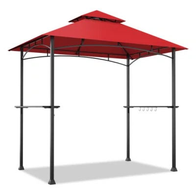 Costway 8 X 5 Feet Outdoor Barbecue Grill Gazebo Canopy Tent Bbq Shelter-wine In Multi