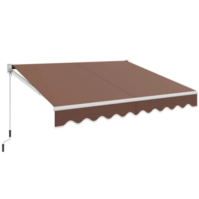 Costway 8 X 6.6 Feet Patio Retractable Awning With Manual Crank Handle-brown In Multi