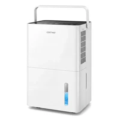 Costway 80 Pint Dehumidifier For Home, Compressor Dehumidifier With Drain Hose 4000 Sq.ft Coverage Area In White