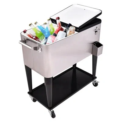 Costway 80 Qt. Cart Cooler In Black;white