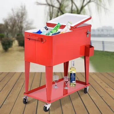 Costway 80 Qt. Cart Cooler In Red