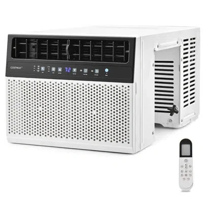 Costway 8000 Btu (12000 Btu Ashrae) Window Air Conditioner With Remote, Led Control Panel, Up To 400 Sq.ft. In White