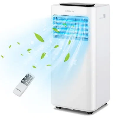 Costway 8000 Btu Portable Air Conditioner 3-in-1 Ac Unit With Cool Fan Dehum Sleep Mode In White