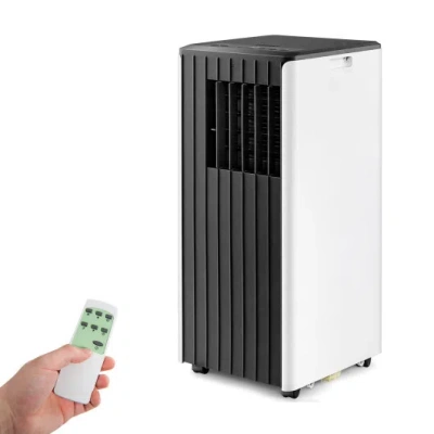 Costway 8000 Btu Portable Air Conditioner With Cool Humidifier And Sleep Mode-black & White In Gray