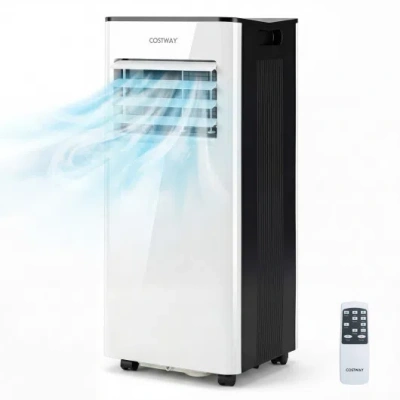 Costway 8000 Btu Portable Air Conditioner With Fan And Dehumidifier And Led Display In White