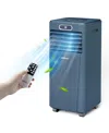 Costway 8000 Btu Portable Air Conditioner With Remote Control 3-in-1 Air Cooler With Drying In Blue