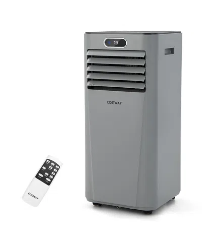 Costway 8000 Btu Portable Air Conditioner With Remote Control 3-in-1 Air Cooler With Drying In Gray