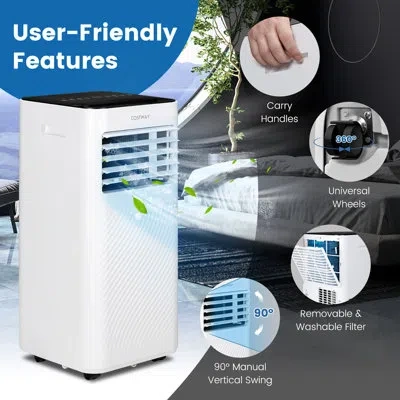 Costway 8000 Btu Portable Air Conditioner With Remote Included In White